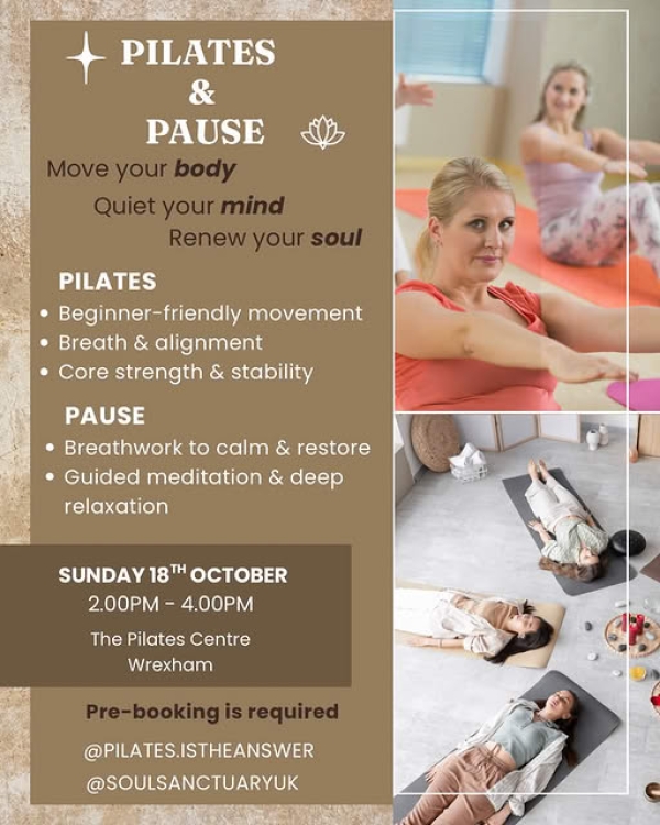 PILATES & PAUSE 18TH OCTOBER 2-4PM